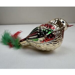 Antique‎ Mercury Hand Blown Glass BIRD Christmas Ornament 5"x3" Germany